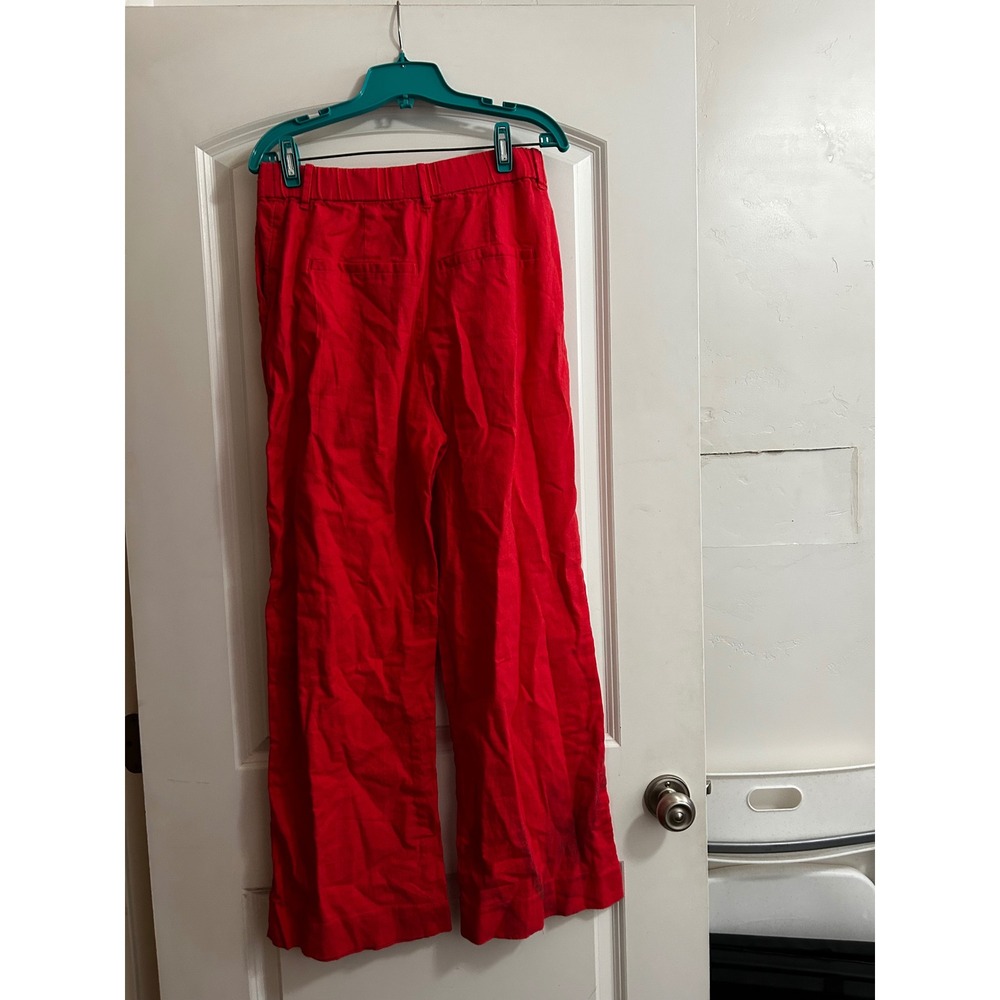 Abercrombie & Fitch coral Linen Blend Wide Leg Pants Womens Medium Regular - Picture 2 of 9